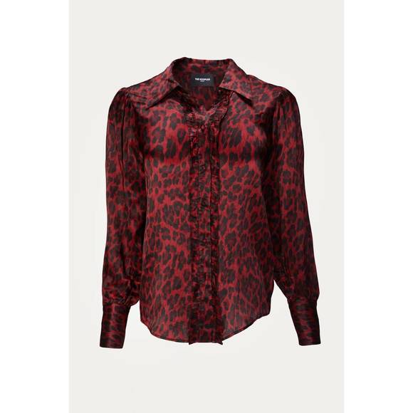 NEW THE KOOPLES leopard button down in red leopard